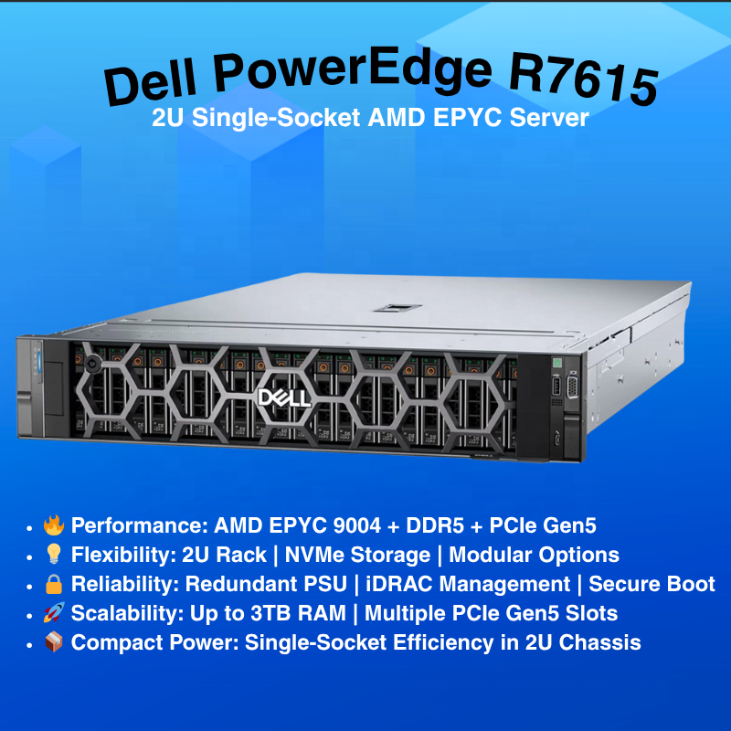 오리지널 파워엣지 R7615 2U 랙 서버 EPYC 프 - Ddr5 32Gb 리뷰 및 가격